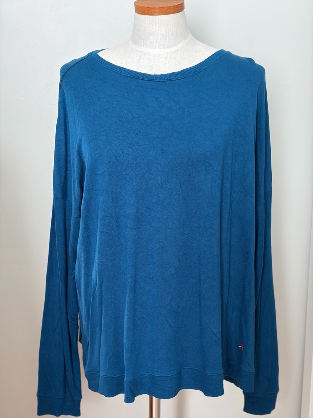 Women's Long Sleeve Boatneck Top - Teal Blue